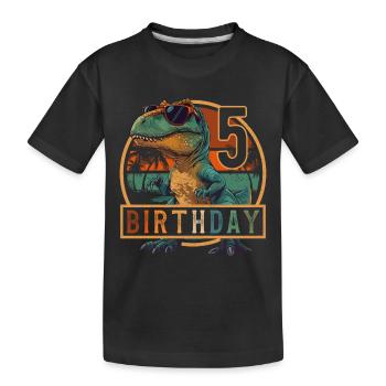 T-Rex Sonnenbrille 5 Jahre Junge 5. Geburtstag - Kinder Premium Bio T-Shirt - Schwarz - Vorne