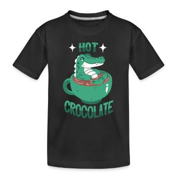 Crocodile in cocoa - Kids' Premium Organic T-Shirt - black - Front
