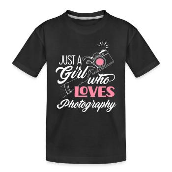 Photographer Photographer Girl - Kids' Premium Organic T-Shirt - black - Front