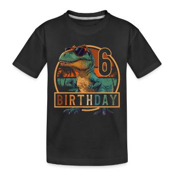 T-Rex Sonnenbrille 6 Jahre Junge 6. Geburtstag - Kinder Premium Bio T-Shirt - Schwarz - Vorne