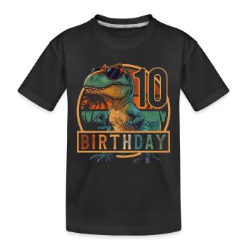 T-Rex Sunglasses 10 Years Boy 10th Birthday - Kids' Premium Organic T-Shirt - black - Front