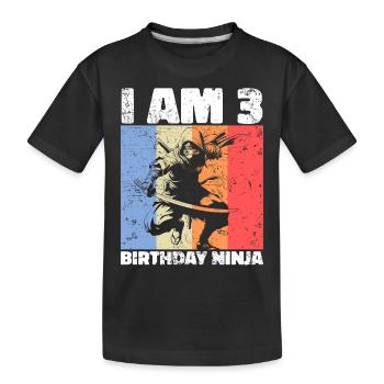 3ème anniversaire Ninja Retro Boy 3 ans cadeau - T-shirt bio Premium Enfant - noir - Devant