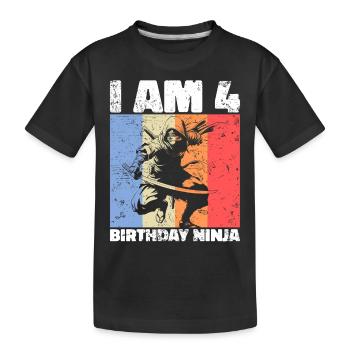 4. Geburtstag Ninja Retro Junge 4 Jahre Geschenk - Kinder Premium Bio T-Shirt - Schwarz - Vorne
