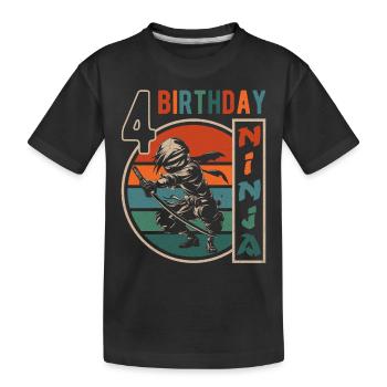Retro Ninja 4. Geburtstag 4 Jahre Junge Geschenk - Kinder Premium Bio T-Shirt - Schwarz - Vorne