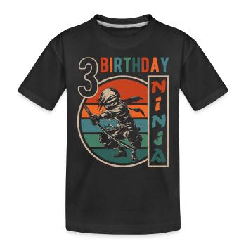 Retro Ninja 3ème anniversaire 3 ans garçon cadeau - T-shirt bio Premium Enfant - noir - Devant