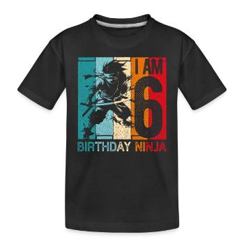 Retro Ninja 6 Jahre Junge 6. Geburtstag Geschenk - Kinder Premium Bio T-Shirt - Schwarz - Vorne