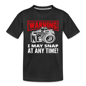 Photographer Photographer Warning - Kids' Premium Organic T-Shirt - black - Front