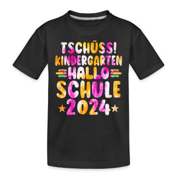Tschüss Kindergarten Hallo Schule Kita Abgänger - Kinder Premium Bio T-Shirt - Schwarz - Vorne