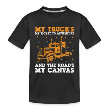 Trucker Driving Dad Trucker Father Truck Driver - Kids' Premium Organic T-Shirt - black - Front