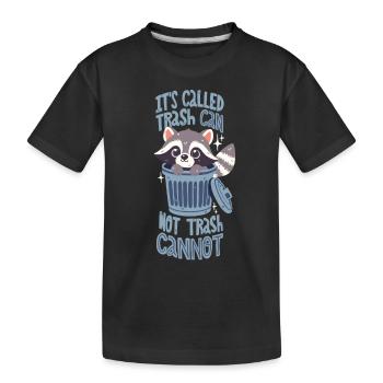 Garbage can pun with cute raccoon - Kids' Premium Organic T-Shirt - black - Front