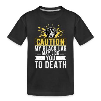 Attention Mon Labrador Noir Peut Vous Lécher À Mort Propriétaire L - T-shirt bio Premium Enfant - noir - Devant