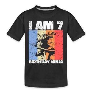 7e anniversaire Ninja Retro Boy 7 ans cadeau - T-shirt bio Premium Enfant - noir - Devant