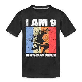 9e anniversaire Ninja Retro Boy 9 ans cadeau - T-shirt bio Premium Enfant - noir - Devant