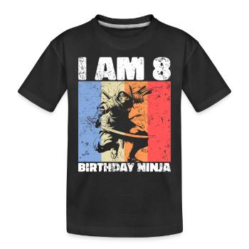 8. Geburtstag Ninja Retro Junge 8 Jahre Geschenk - Kinder Premium Bio T-Shirt - Schwarz - Vorne