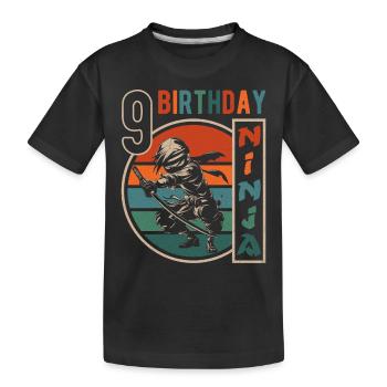 Retro Ninja 9e anniversaire 9 ans garçon cadeau - T-shirt bio Premium Enfant - noir - Devant