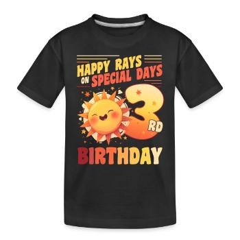 Happy Rays On Special Days 3rd Birthday 3 Years - Kids' Premium Organic T-Shirt - black - Front