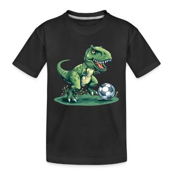 Soccer T Rex - Kids' Premium Organic T-Shirt - black - Front