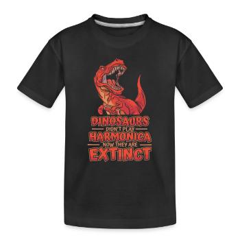 Dinosaurs Didn't Play Harmonica Mouth Harp - Kids' Premium Organic T-Shirt - black - Front