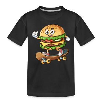 Hamburger Auf Skateboard Lustig - Kinder Premium Bio T-Shirt - Schwarz - Vorne