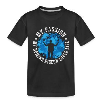 Pigeon voyageur Ma passion Mon éleveur de pigeons voyageurs - T-shirt bio Premium Enfant - noir - Devant