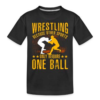 Wrestling, weil andere Sportarten nur eine - Kinder Premium Bio T-Shirt - Schwarz - Vorne