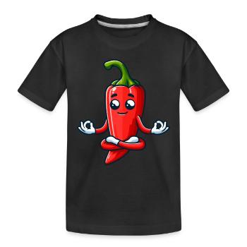 Relaxed Red Bell Pepper Character - Kids' Premium Organic T-Shirt - black - Front