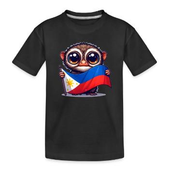 Tarsier mit philippinischer Flagge - Kinder Premium Bio T-Shirt - Schwarz - Vorne