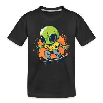 Skater Alien - Kinder Premium Bio T-Shirt - Schwarz - Vorne