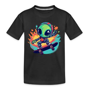 Skater Alien - Kinder Premium Bio T-Shirt - Schwarz - Vorne