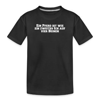 Reiten - Ein Pferd ist wie ein zweites Ich auf - Kinder Premium Bio T-Shirt - Schwarz - Vorne