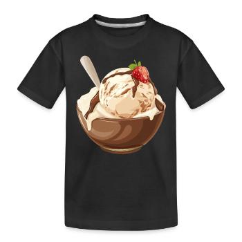 Crème glacée à la vanille avec délice de sauce au chocolat - T-shirt bio Premium Enfant - noir - Devant
