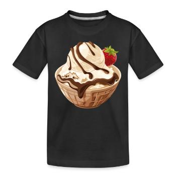 Glace à la vanille avec sauce au chocolat - T-shirt bio Premium Enfant - noir - Devant