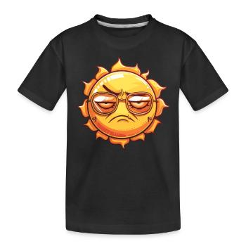 Genervte Sonne Mit Cooler Brille - Kinder Premium Bio T-Shirt - Schwarz - Vorne