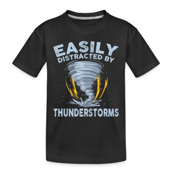 Facilement distrait par les orages - T-shirt bio Premium Enfant - noir - Devant