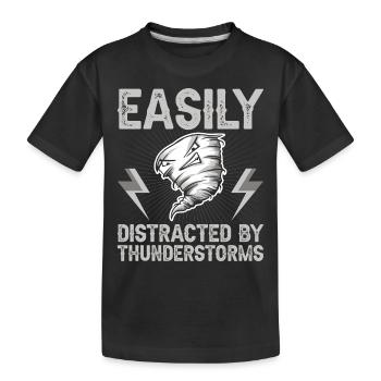 Facilement distrait par les orages - T-shirt bio Premium Enfant - noir - Devant