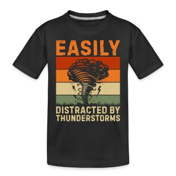 Facilement distrait par les orages - T-shirt bio Premium Enfant - noir - Devant