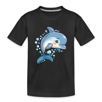 Delfin Kawaii - Kinder Premium Bio T-Shirt - Schwarz - Vorne