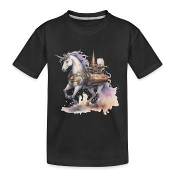 Unicorn Technology Machine Unicorns Horse - Kids' Premium Organic T-Shirt - black - Front