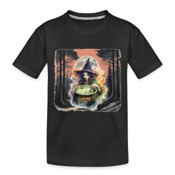Sorcière de la forêt Halloween Habitants de la forêt horreur sombre - T-shirt bio Premium Enfant - noir - Devant