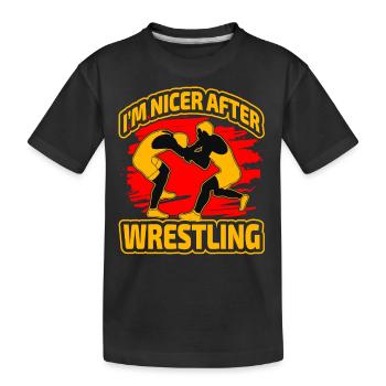 I'm nicer after Wrestling - Kinder Premium Bio T-Shirt - Schwarz - Vorne