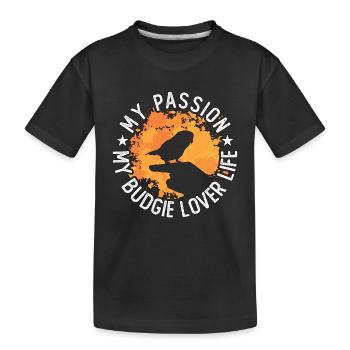 Amoureux des perruches Ma passion Propriétaire de perruche perruche - T-shirt bio Premium Enfant - noir - Devant