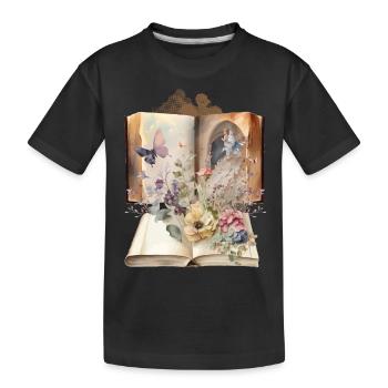 Livre Vintage livres fleurs nostalgiques - T-shirt bio Premium Enfant - noir - Devant