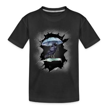 Oiseau, Météo, Pluie, Parapluie, Dark Crow - T-shirt bio Premium Enfant - noir - Devant