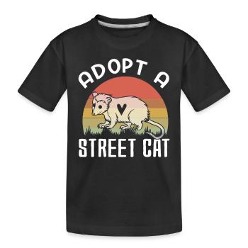 Adoptez un chat des rues drôle d’opossum Vintage - T-shirt bio Premium Enfant - noir - Devant
