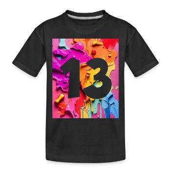 NR. 13 NUMMER 13 BUNT 13. GEBURTSTAG - Kinder Premium Bio T-Shirt - Schwarz - Vorne