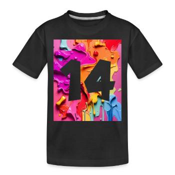 NR. 14 NUMMER 14 BUNT 14. GEBURTSTAG - Kinder Premium Bio T-Shirt - Schwarz - Vorne