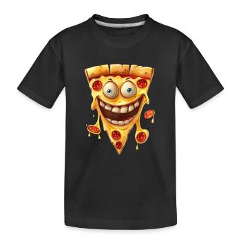 Funny pizza with a big smile - Kids' Premium Organic T-Shirt - black - Front