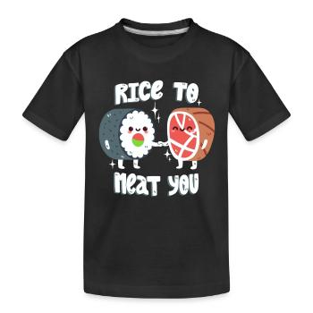 Sushi und Fleisch Wortwitz - Kinder Premium Bio T-Shirt - Schwarz - Vorne