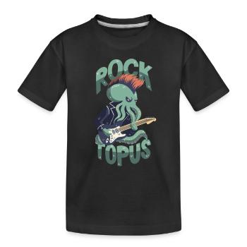 Rocker-Oktopus / Wortspiel / Rocktopus - Kinder Premium Bio T-Shirt - Schwarz - Vorne