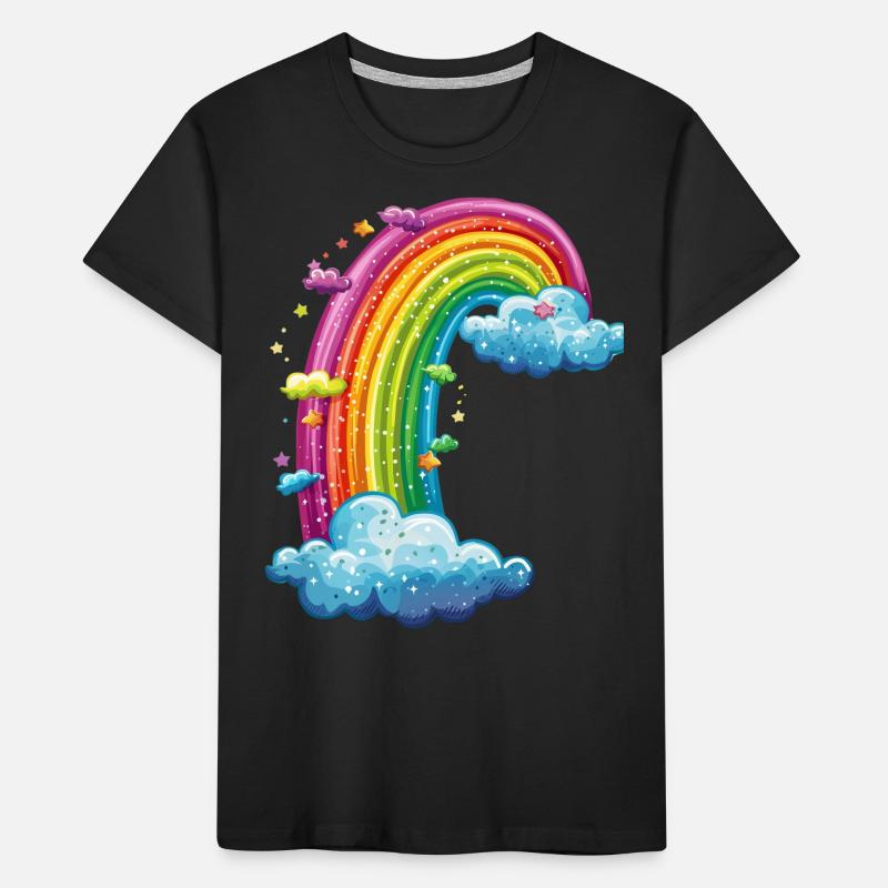 Arc-en-ciel coloré avec dessin de nuages T-shirt bio Premium Enfant
